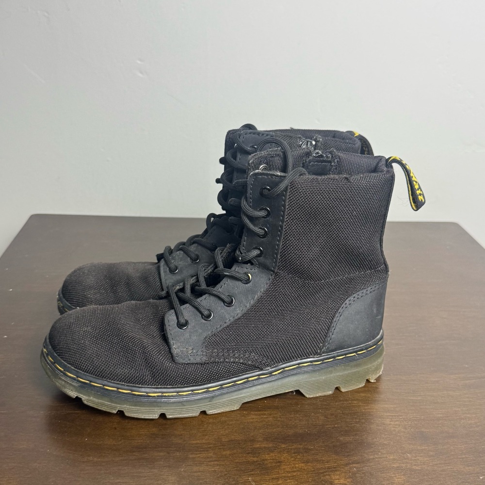 Dr Martens Combs Junior Boot Youth 3 Black Canvas Lace Up Combat